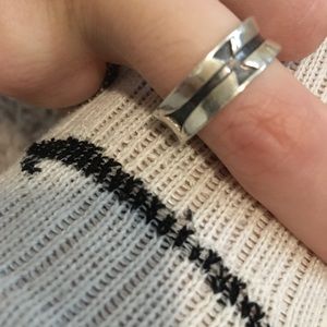 Silver cross ring